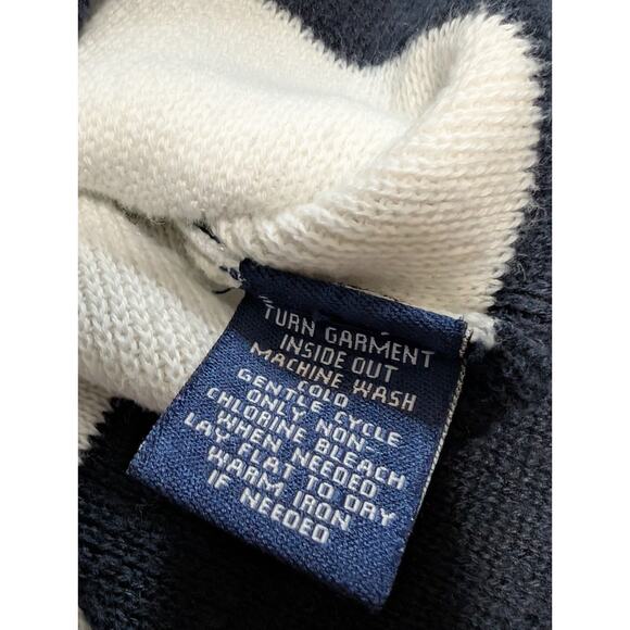 CHAPS Black White Striped Knit Long Sleeve Sweater Zip Front Size M - Picture 5 of 6